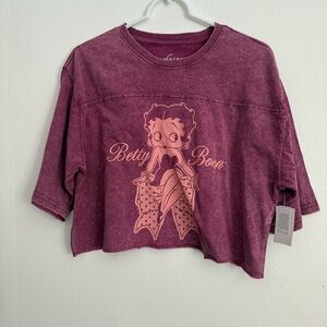 Betty Boop Women’s Tee Maroon Crop Top Size Medium Fleischer Studio’s New